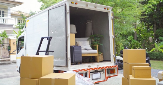 Moving truck and moving boxes